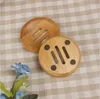 Round Mini Soap Dish Natural Bamboo Drying Soap Holder Bathroom Accessories Creative Environmental Protection Suppies DAT289