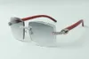 2021 lunettes de soleil de designers haut de gamme 3524022 XL lentille de coupe au diamant lunettes de jambes en bois d'origine naturelle, taille: 58-18-135mm