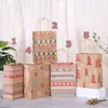 Emballage cadeau Mode Joyeux Noël Kraft Sac en papier Père Noël Sacs de bonbons Brown avec poignée pour les cadeaux de fête de fournitures de festival