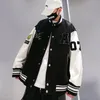 Unisex Übergroße Baseballjacke mit Bärenstickerei, modische lockere Passform, Letterman-Mantel, Oberbekleidung, Oberteile für Paare, Herrenjacken