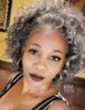 Salz- und pfeffergraues, lockiges brasilianisches Haar, Pferdeschwanz im afrikanischen Stil, 35,6 cm, silbergrau, 100 % menschliche Pferdeschwanzverlängerung für schwarze Frauen