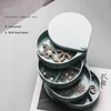 360 Degrees Rotary Multilayer Jewelry Storage Box Holder 4 Layer Earpin Earrings Ring Makeup Organizer Plastic 210423