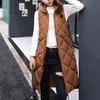 Women's Long Coat Vest Hood Sleeveless Winter Warm Down Pockets Quilted Jacket Puffer Waistcoat Outdoor # 211220