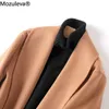 Mozuleva dwustronny kaszmirowy płaszcz wełny kobiet jesień zima japoński styl luźny długi woolen płaszcz stałe kolor morski 211018