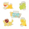 Cartoon Yellow Duck Dog Cat Frog Wine Glass Brooches Pins Unisex Alloy Animal Model Clothes Badges European Women Sweater Backpack293o