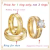 Wedding Rings Unique 3pcs Matching Alliance Marriage Couple Engagement For Men And Women Gold Color Groom Bridal Jewelry