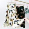 Surmiitro мода ручной роспись лета MIDI длинные юбка женщины корейский стиль шифон средняя длина высокая талия линия юбка линии женщины 210712