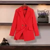 M-5XL großes Damen-Anzughosen-Set Herbst und Winter lässig professionelle rote Jacke Blazer Freizeithosen-Set bestehend aus zwei 211007