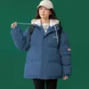패션 겨울 여성 파카 재킷 캐주얼 대형 두꺼운 따뜻한 두건 패턴 코트 소녀 학생 겨울 ​​outwear Parkas 211221