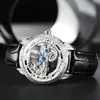 Armbanduhren JSDUN Business Lederband Männer Automatische Mechanische Armbanduhr Skeleton Retro Für Männliche Relogio Masculino233Z