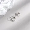 100% 925 Sterling Silver Hoop Earring Högkvalitativ kvinnors smycken med Box Double Circle Design Gold Plated Wedding Stud Ear270T