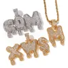 2021 Custom Iced Out Initial Drop Letter Name Pendant Necklace Bling CZ Stone Cubic Zirconia Cursive Charms Jewelry Valentine Christmas Birthday Gift for Men Woman