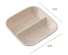 Wheat Straw 2 Grids Salad Dish Seasoning Jam Plate Solid Color Tabletop Plates Hotel Kitchen Restaurant Tableware SN3274