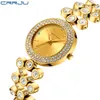 Reloj de mujer CRRJU Crystal Diamond Relojes de pulsera de cuarzo Ladies Luxury Gold Relojes de acero inoxidable Bling bling WatchRelojes Mujer 210517