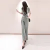 Summer 2 Pieces Set For Women Sleeveless Tops And Long Pant Suits V-Neck Ladies Work Wide Leg Office Trousers Suit Women's & Blazers