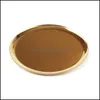 Kitchen Housekee Home Gardenkitchen Storage & Organization Gold Tray Round Dish Fruit Tea Decoration Drop Delivery 2021 Ru1Fk