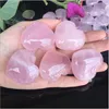 Naturalny Różany Kwarcowy Kształcie Serca Różowy Kryształ Rzeźbione Palm Love Healing Gemstone Lover Prezent Kamień Kryształ Heart Gems Gyq