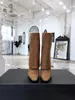 stylishbox ~ BEST quality! Y2021071604 40 SUEDE HEELS SHORT BOOTS KNEE HIGH BLACK/BROWN GENUINE LEATHER SOLE FASHION