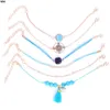 Bağlantı zinciri 6pcs/set Basit ve kişiselleştirilmiş retro pusula turquoise elmas tarak zincirleri moda bilezik mücevher aksaklık fawn22
