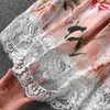 Mulheres em torno do pescoço Costura de renda elástica cintura elástica impressão fina uma linha vestido manga curta elegante vintage harajuku vestidos s771 210527