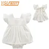 Baby meisjes kleding 0-24m geboren peuter prinses kant romper leuke verjaardag wit jumpsuit 210429