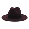 Chapeaux à large bord 35% laine unisexe couleur unie feutre Jazz Fedora élégant hommes femmes Panama Trilby casquette en gros