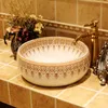 China Artistic Handmade Europe Vintage Lavabo Waschbecken Keramik Badezimmer Waschbecken Art Counter Top Badezimmer Waschbecken