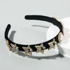 Elegancki Luksusowy Bling Heart Pearl Rhinestone Headband Kryształ Star Diamond Hairband Aksamitna tkanina Kobiety Akcesoria do włosów