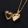 Heart pendant Jewelry 18 K Yellow Solid Gold Filled Muslim Open Necklace With Chain