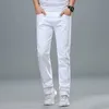 SHAN BAO Herrenmode Weiße Jeans Frühling Sommer Markenkleidung Baumwolle Elastisch Bequem Business Casual Jugend Slim 210723