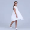 Flowers Short Sleeve White Baby Girl Dress Infant Toddler Summer Ball Gown Lace Christening Party Dresses Kids Girls Clothing Q0716