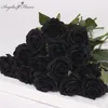 PU Real Touch künstliche schwarze Rose Tulpe wunderschöne Latex Blume Staubblätter Hochzeit gefälschte Blume Dekor Home Party Memorial 15 TEILE/LOS 210317