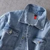 Men's T-Shirts Young vitality men denim jackets loose boyfriend ripped hole cowboy fashion jacket unique breasted washed blue male shirts 8YJ8