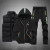 Großhandel Sweatsuits Winter Männer Sets 3 Stück Set Weste Hoodie Sweatpant Warme Casual Herren Trainingsanzüge Designer Kleidung 211222