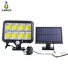 3-läge Solar vägglampor utomhus 100 120 160COB Vattentät rörelsesensor LED-lampor Street Spotlights med fjärrkontroller för trädgårdsväg