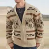 Mäns Tröjor 2021 Höst Vinter Fashion Stickad Sweater Vintage Pattern Print Zipper Cardigan Men Casual Långärmad Coats