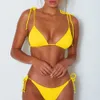 Üçgen Beyaz Bikini Nervürlü Banyo Dantel Mayo Mujer Push Up Mayo Pembe Bikini Yüzme Suit Kadınlar Için 210319