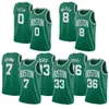 Tatum Jersey 8 Kemba 0 Jayson Walker Tatum 7 Jaylen 36 Marcus Brown Smart Green White Stitch Basketball Jerseys