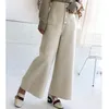 Women High Waist Slim Fit Loose Thick Winter Style Casual Woolen Wide Leg Pants Women's & Capris