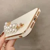 Pearl Bracelet Chain Cell Phone Cases Electroplating frame Covers Luxury flash diamond Case for iPhone 7 8PLUS X 11 12 13 14 PRO MAX