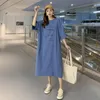 Casual Dresses Loose T Shirt Dress Women Summer 2021 Cotton Oversize Korean Style Midi Letters Print Long Tee Homewear