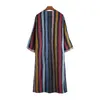 Homens Coletes 2021 Mens Árabe Vestidos Muçulmanos Long Abaya Kaftan Islâmico Moda Stripe Patchwork Camisas Étnicas Roupas Vestido