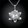 Women's Sterling Silver Plated flower zircon Pendant Necklaces GSSN735 fashion lovely 925 silver plate jewelry necklace330J