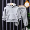 LZH 2021 Hoodies acolchoado + calças terno esportivo para meninos conjuntos de roupas para meninas traje outono inverno toddler crianças tracksuit 1-5y g1023