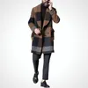 Plaid hiver hommes mélanges de laine décontracté xxxl manteau élégant coupe ajustée revers simple boutonnage 3XL manteaux de laine
