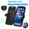 Slide Camera Lens Protector Wallet Leder Handyhüllen für iPhone 12 Mini 11 Pro Max XR XS 7 8 plus Samsung S20 S21 Ultra Note 20 A52 A72 Shockrpoof Flip Stand Cover