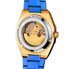 Nowy Zegarek Męski Nowy Luksusowy Zegarek Biznesowy Mężczyźni Wodoodporna Niebieska Gold Dial Zegarki Moda Mężczyzna Zegar Wrist Watch Relogio Masculino Q0902