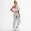 Yoga Outfit Kvinnors Hög Midja Super Mjuk Komprimering Snabbtorkning Seamless Fitness Training Running Suit och BH Set Leggings Pushup