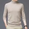 100% Wełna Gruba High End Moda Marka Knit Pullover Mężczyźni Turtle Neck Sweter Autum Casual Jumper Koreański Zimowe Męskie Ubrania 211221