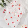 Summer Leisure Cute Skirt Strawberry Patterns Puppy Dog Cat Princess Dress Thin Breathable Pet Clothes with Bow